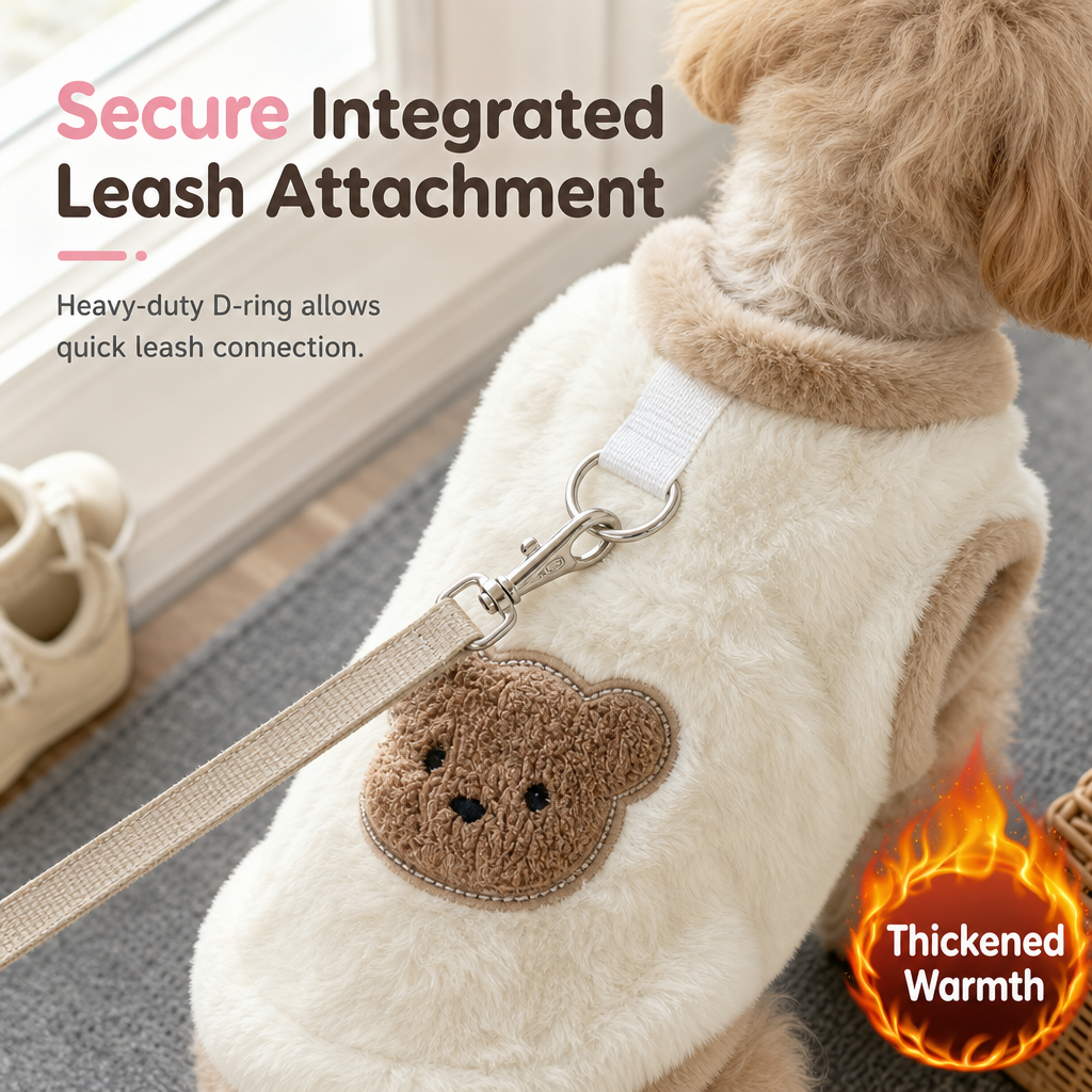 📢📢 50% RABATT🐶 Gemütliche Winter-West für Haustiere – Weiches Plüsch mit niedlicher Bärenstickerei