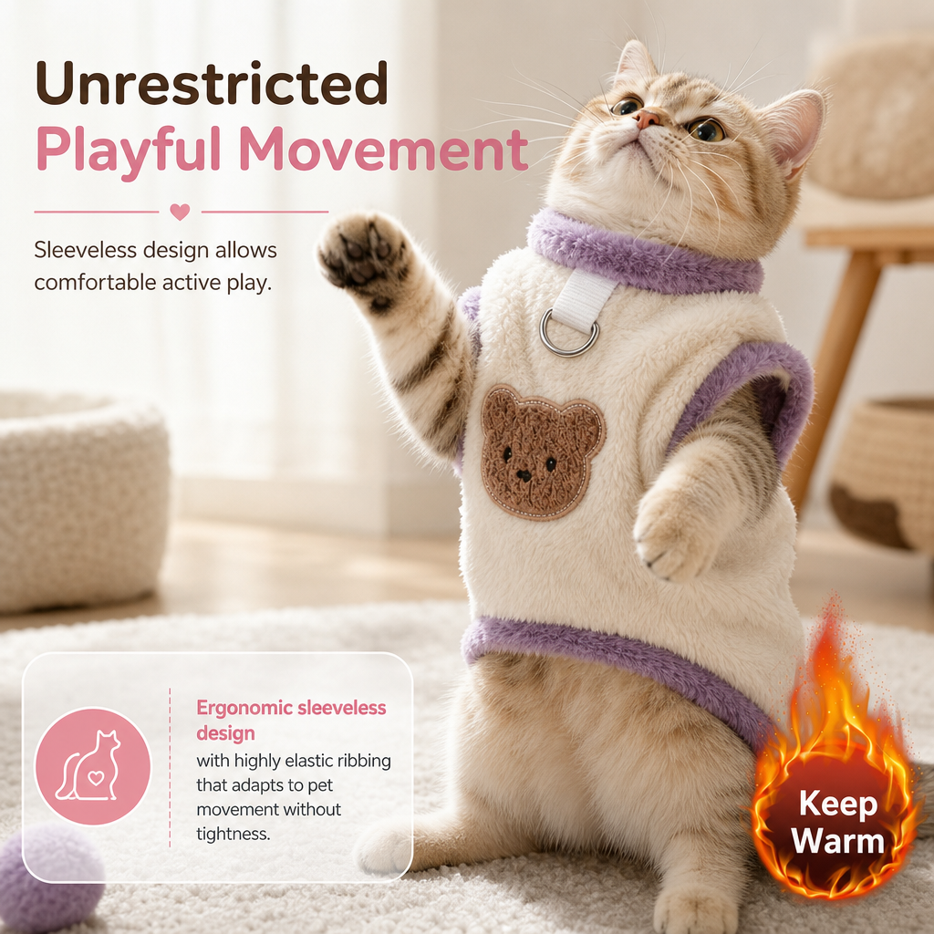 📢📢 50% RABATT🐶 Gemütliche Winter-West für Haustiere – Weiches Plüsch mit niedlicher Bärenstickerei