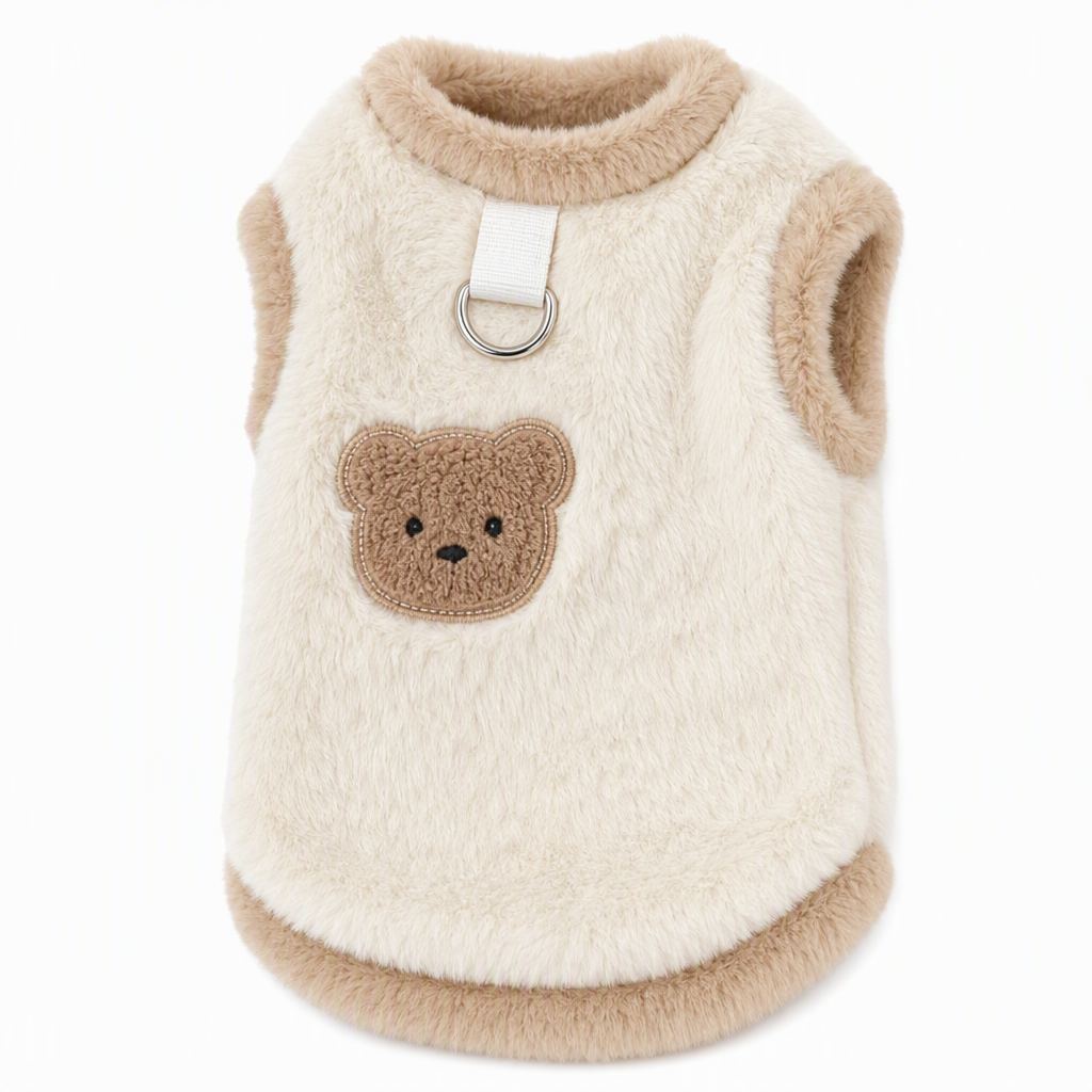 📢📢 50% RABATT🐶 Gemütliche Winter-West für Haustiere – Weiches Plüsch mit niedlicher Bärenstickerei