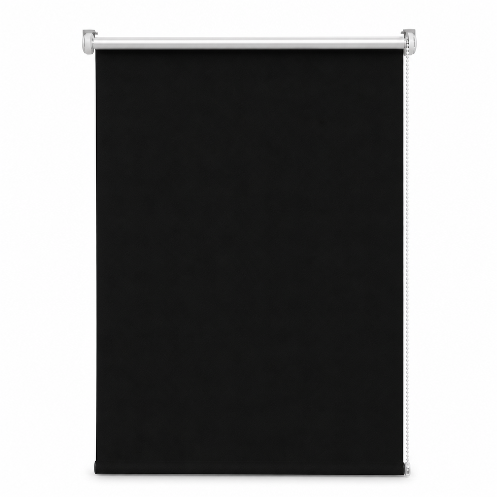 Total Blackout Roller Shades with UV Protection and Seamless Edges 130cm Height Black Window Blinds