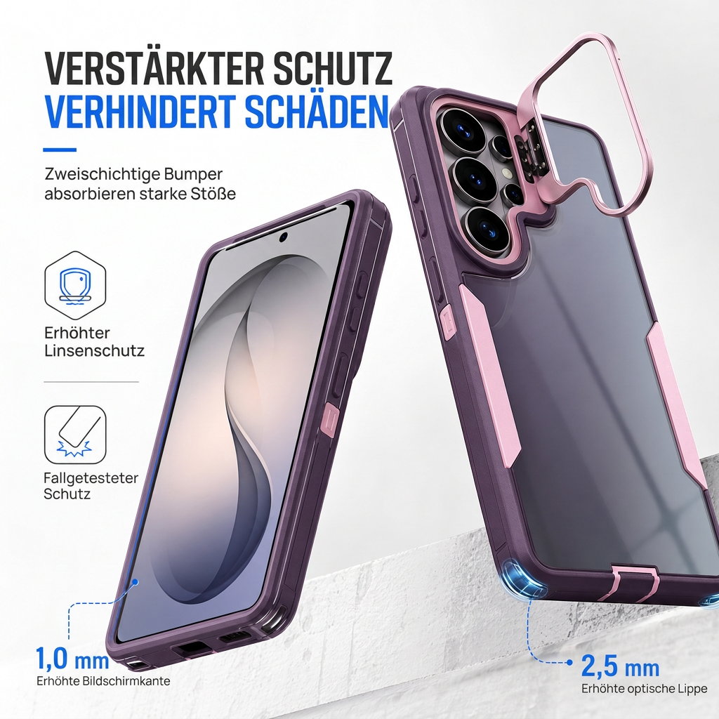 🔥50% RABATT! 📱 Stoßfeste Handyhülle mit Metall-Kamera-Ständer – universell für Samsung & viele weitere Modelle