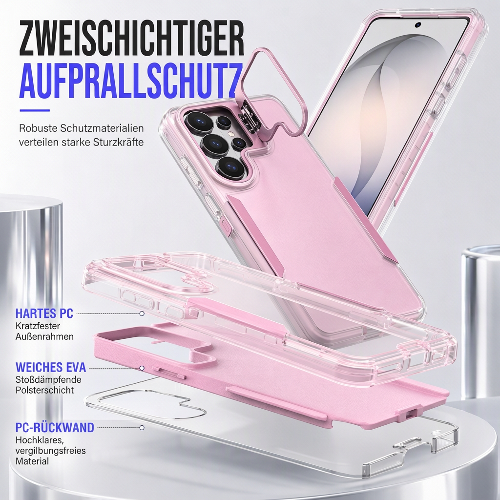 🔥50% RABATT! 📱 Stoßfeste Handyhülle mit Metall-Kamera-Ständer – universell für Samsung & viele weitere Modelle