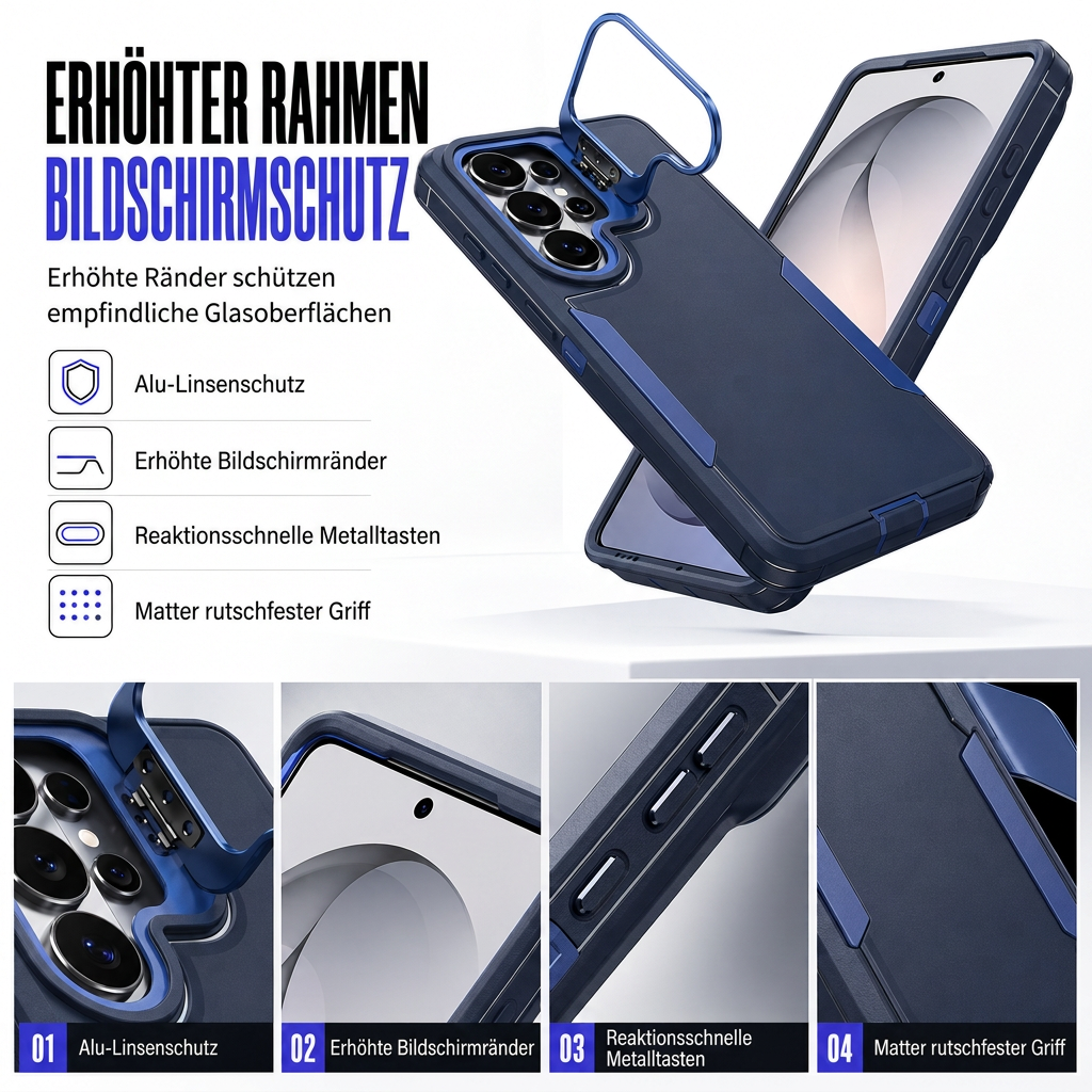 🔥50% RABATT! 📱 Stoßfeste Handyhülle mit Metall-Kamera-Ständer – universell für Samsung & viele weitere Modelle