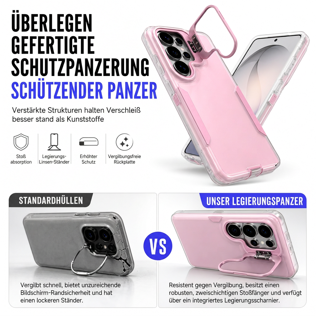 🔥50% RABATT! 📱 Stoßfeste Handyhülle mit Metall-Kamera-Ständer – universell für Samsung & viele weitere Modelle
