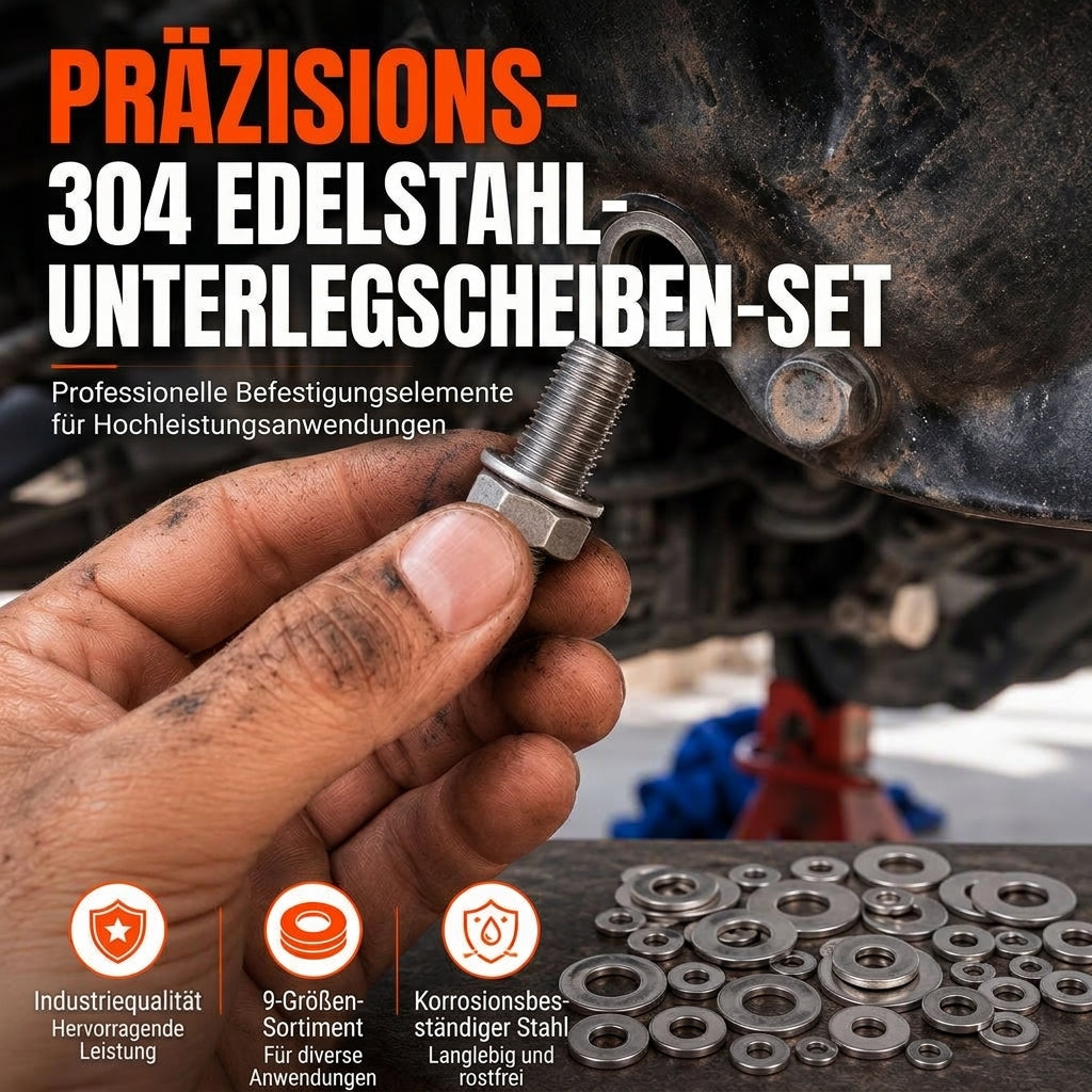 🔩 Edelstahl-Unterlegscheiben Sortiment M2-M12 – 180 Teile, 9 Größen, inkl. Aufbewahrungsbox