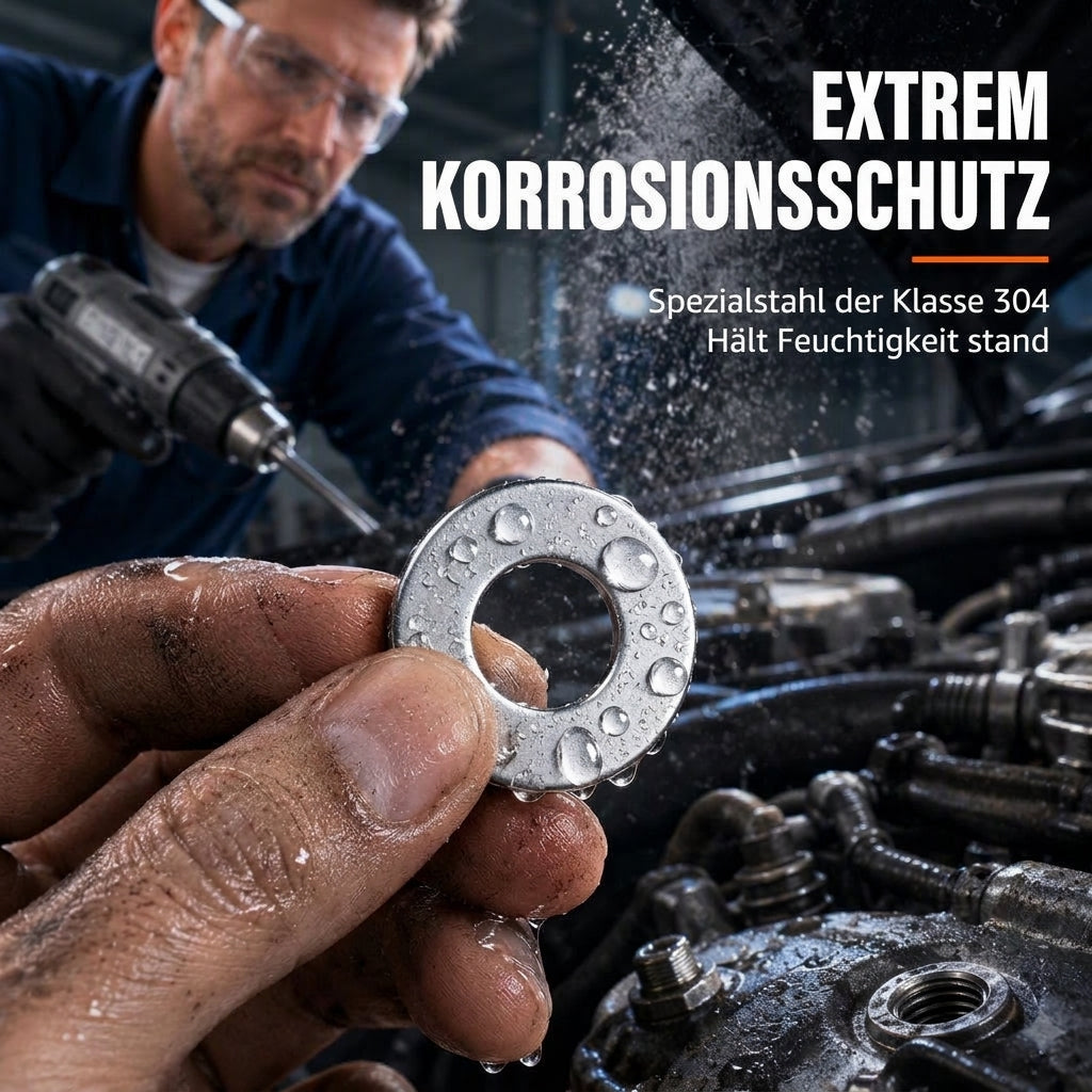🔩 Edelstahl-Unterlegscheiben Sortiment M2-M12 – 180 Teile, 9 Größen, inkl. Aufbewahrungsbox