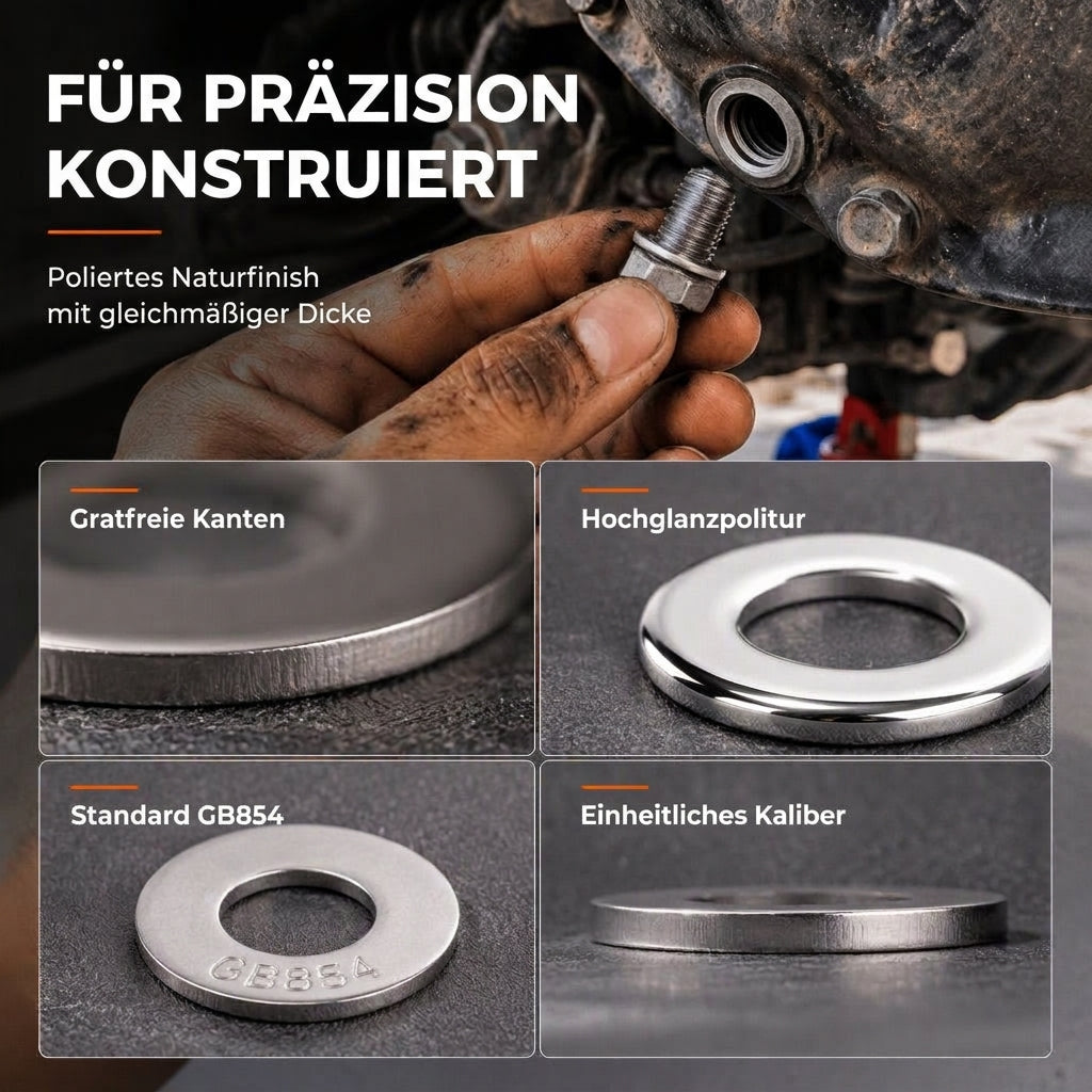 🔩 Edelstahl-Unterlegscheiben Sortiment M2-M12 – 180 Teile, 9 Größen, inkl. Aufbewahrungsbox