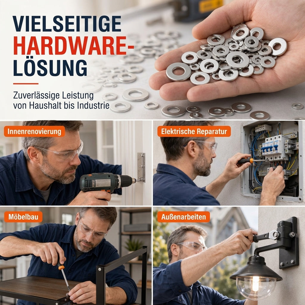 🔩 Edelstahl-Unterlegscheiben Sortiment M2-M12 – 180 Teile, 9 Größen, inkl. Aufbewahrungsbox