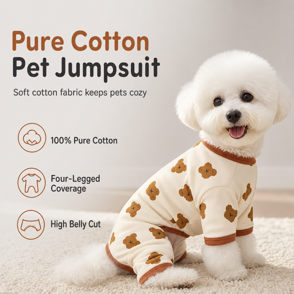 🐶 Süßer 4-Bein-Pyjama für kleine Hunde – Herbst-Loungewear, haarfrei & bequem für Bichon, Spitz, Yorkshire & Dackel