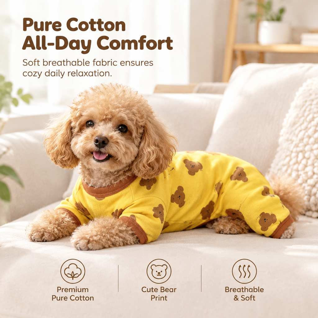 🐶 Süßer 4-Bein-Pyjama für kleine Hunde – Herbst-Loungewear, haarfrei & bequem für Bichon, Spitz, Yorkshire & Dackel
