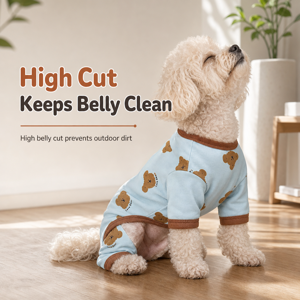 🐶 Süßer 4-Bein-Pyjama für kleine Hunde – Herbst-Loungewear, haarfrei & bequem für Bichon, Spitz, Yorkshire & Dackel