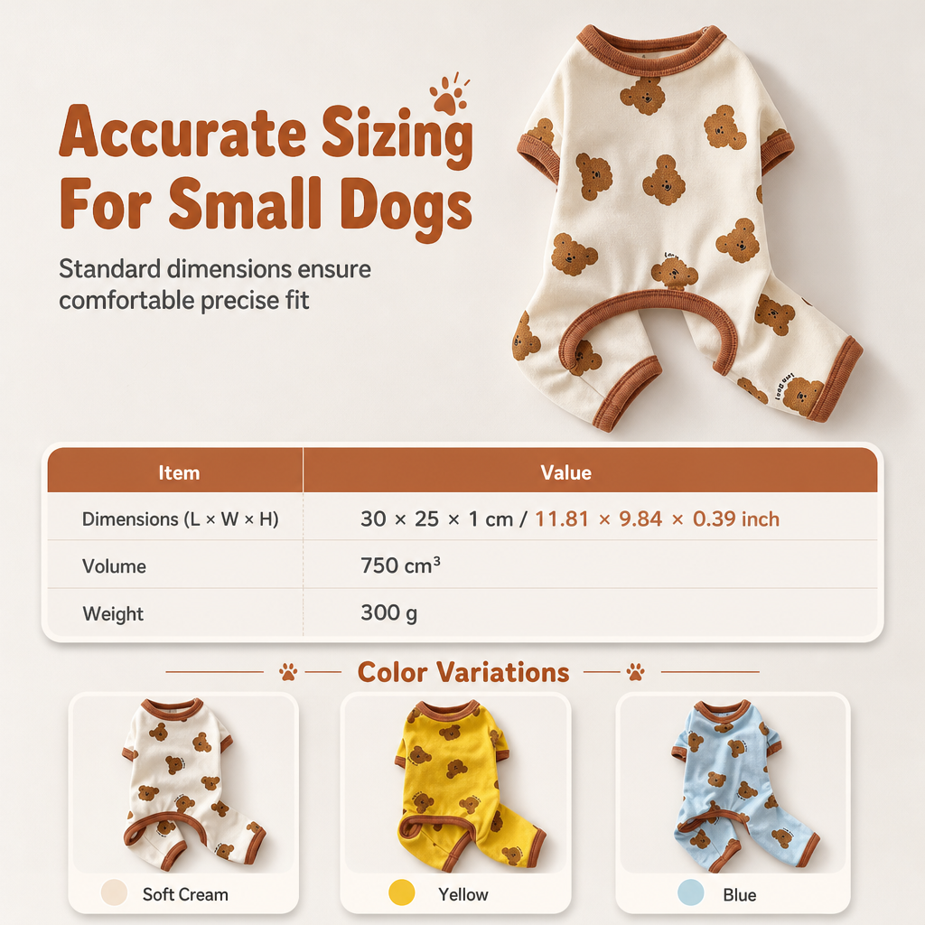 🐶 Süßer 4-Bein-Pyjama für kleine Hunde – Herbst-Loungewear, haarfrei & bequem für Bichon, Spitz, Yorkshire & Dackel