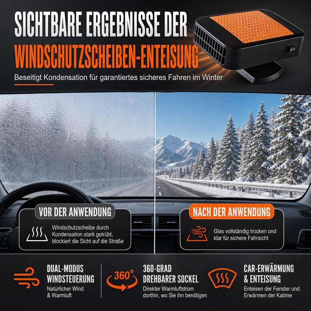 🚗 12V Auto-Enteiser & Entnebelungsventilator – tragbar für Windschutzscheibe & Fahrzeug