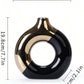 Modern Ceramic Flower Vase with Gold Accents for Tabletop Floral Arrangement and Home Decor