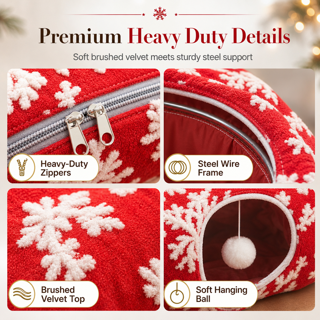 🔥Early Black Friday – Deals starten jetzt!💰Weihnachts-Katzentunnel mit Donut-Kuschelbett – limitierte Edition, abnehmbar & waschbar🎄🐱