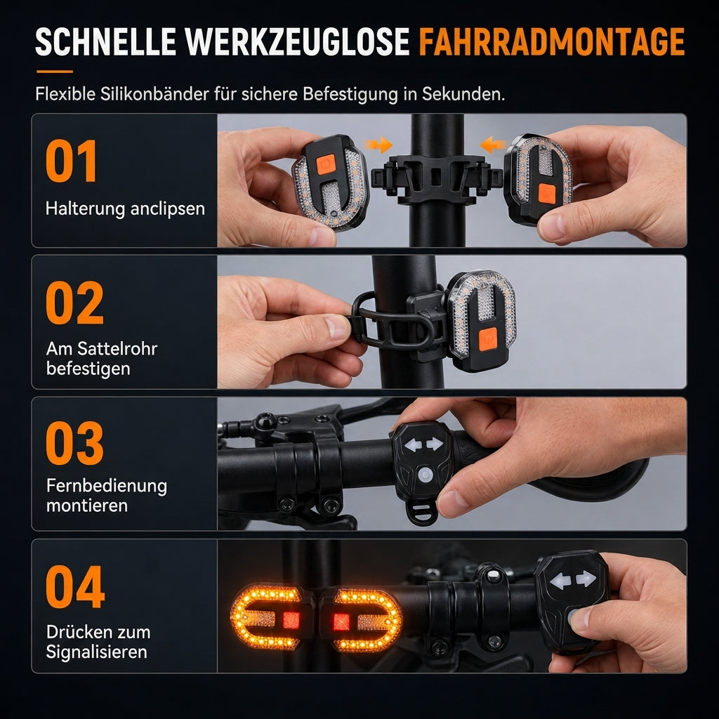 🚲 USB-aufladbares Fahrrad-Rücklicht mit Funk-Fernbedienung & Blinker – abnehmbar, für MTB & Nachtfahrten