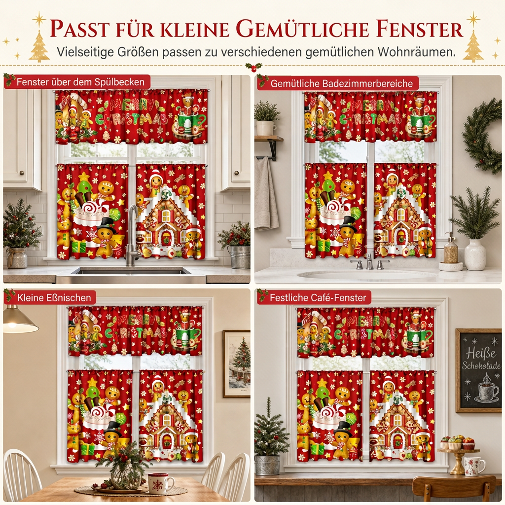 🔥Early Black Friday – Deals starten jetzt!💰Weihnachts Küchenvorhänge Set