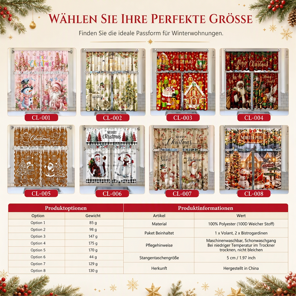 🔥Early Black Friday – Deals starten jetzt!💰Weihnachts Küchenvorhänge Set
