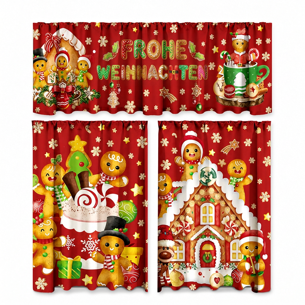 🔥Early Black Friday – Deals starten jetzt!💰Weihnachts Küchenvorhänge Set
