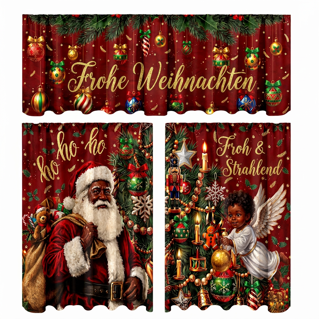 🔥Early Black Friday – Deals starten jetzt!💰Weihnachts Küchenvorhänge Set