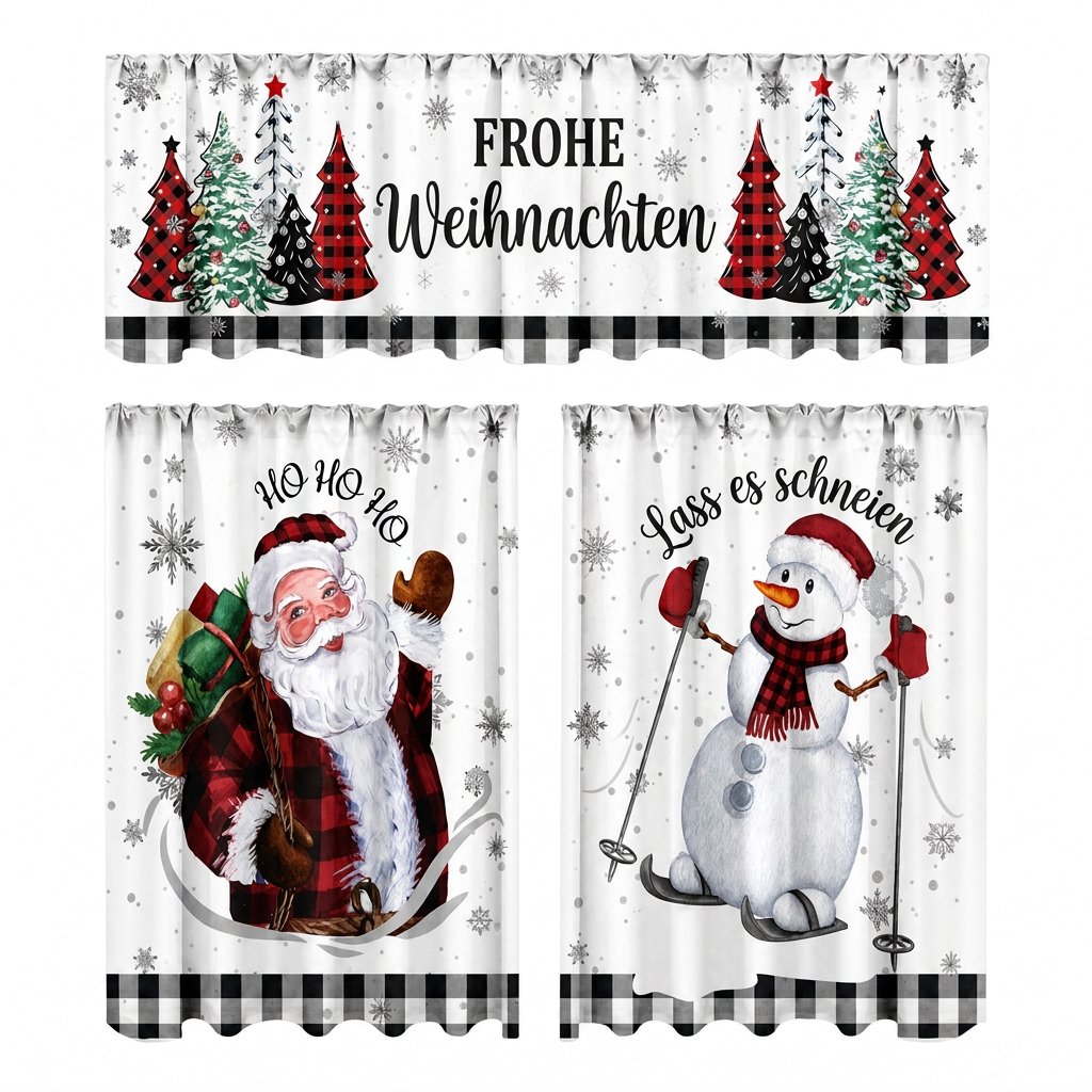 🔥Early Black Friday – Deals starten jetzt!💰Weihnachts Küchenvorhänge Set