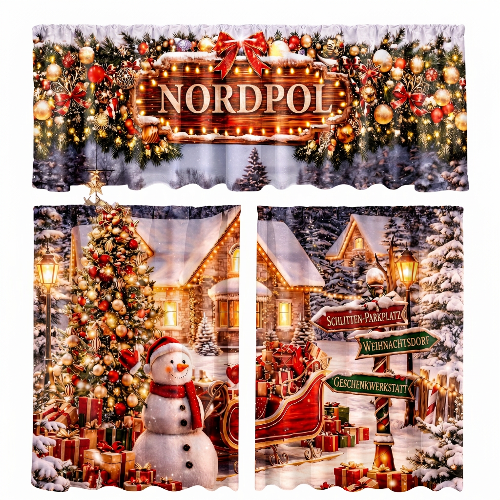 🔥Early Black Friday – Deals starten jetzt!💰Weihnachts Küchenvorhänge Set