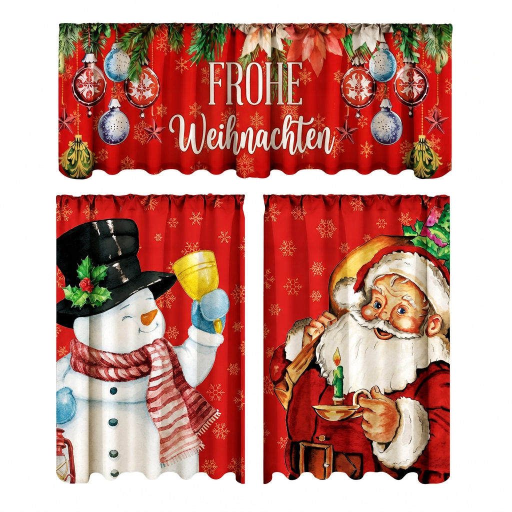 🔥Early Black Friday – Deals starten jetzt!💰Weihnachts Küchenvorhänge Set