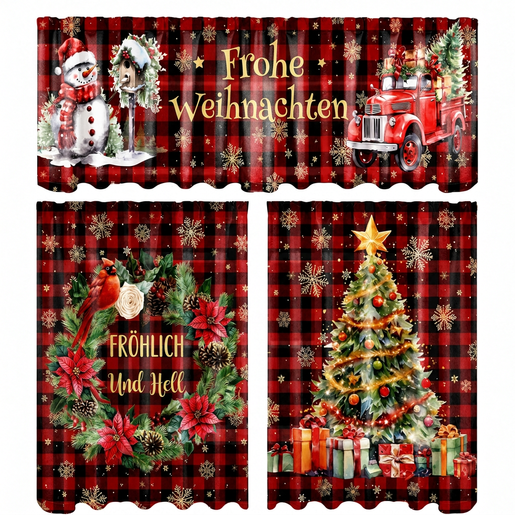 🔥Early Black Friday – Deals starten jetzt!💰Weihnachts Küchenvorhänge Set