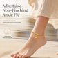 Women Double Layer Gold Tone Heart Charm Anklet with Small Beads Foot Jewelry Gift