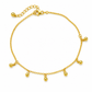 Women Double Layer Gold Tone Heart Charm Anklet with Small Beads Foot Jewelry Gift