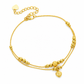 Women Double Layer Gold Tone Heart Charm Anklet with Small Beads Foot Jewelry Gift