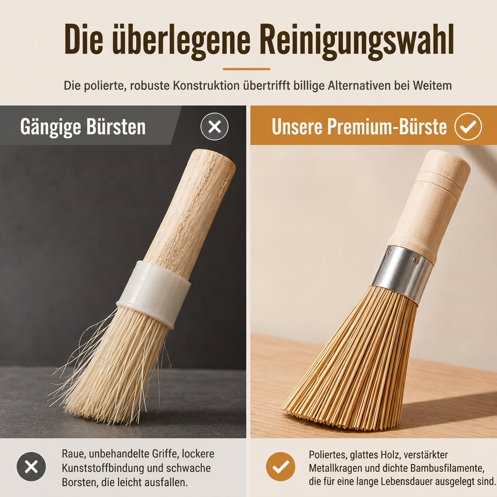 🌿 50% RABATT! Topfbürste aus Bambus mit Holzgriff – natürliche Reinigung für Töpfe & Pfannen