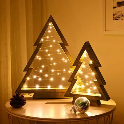 🔥Early Black Friday – Deals starten jetzt!💰🎄 2er-Set Tisch-Weihnachtsbäume aus Holz mit LED-Beleuchtung – festliche Deko für Tisch & Fensterbank