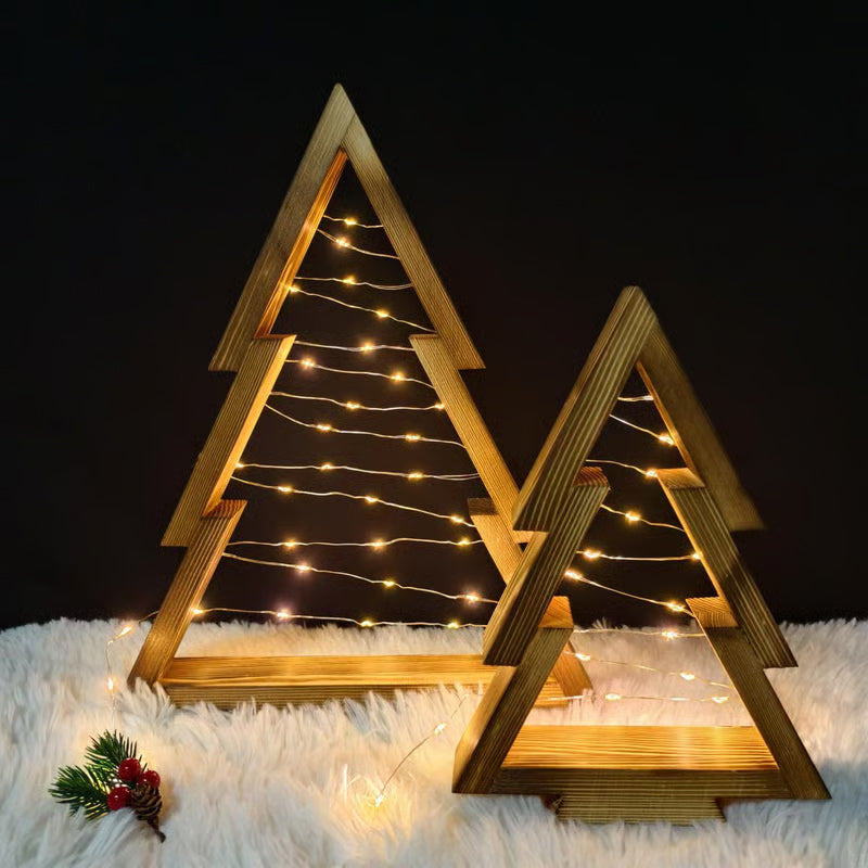 🔥Early Black Friday – Deals starten jetzt!💰🎄 2er-Set Tisch-Weihnachtsbäume aus Holz mit LED-Beleuchtung – festliche Deko für Tisch & Fensterbank