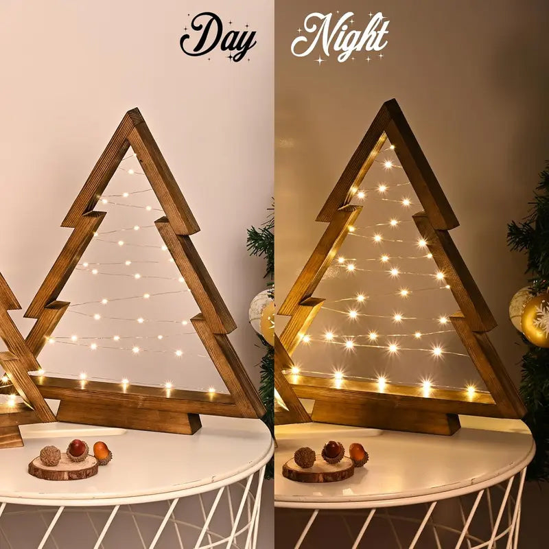 🔥Early Black Friday – Deals starten jetzt!💰🎄 2er-Set Tisch-Weihnachtsbäume aus Holz mit LED-Beleuchtung – festliche Deko für Tisch & Fensterbank