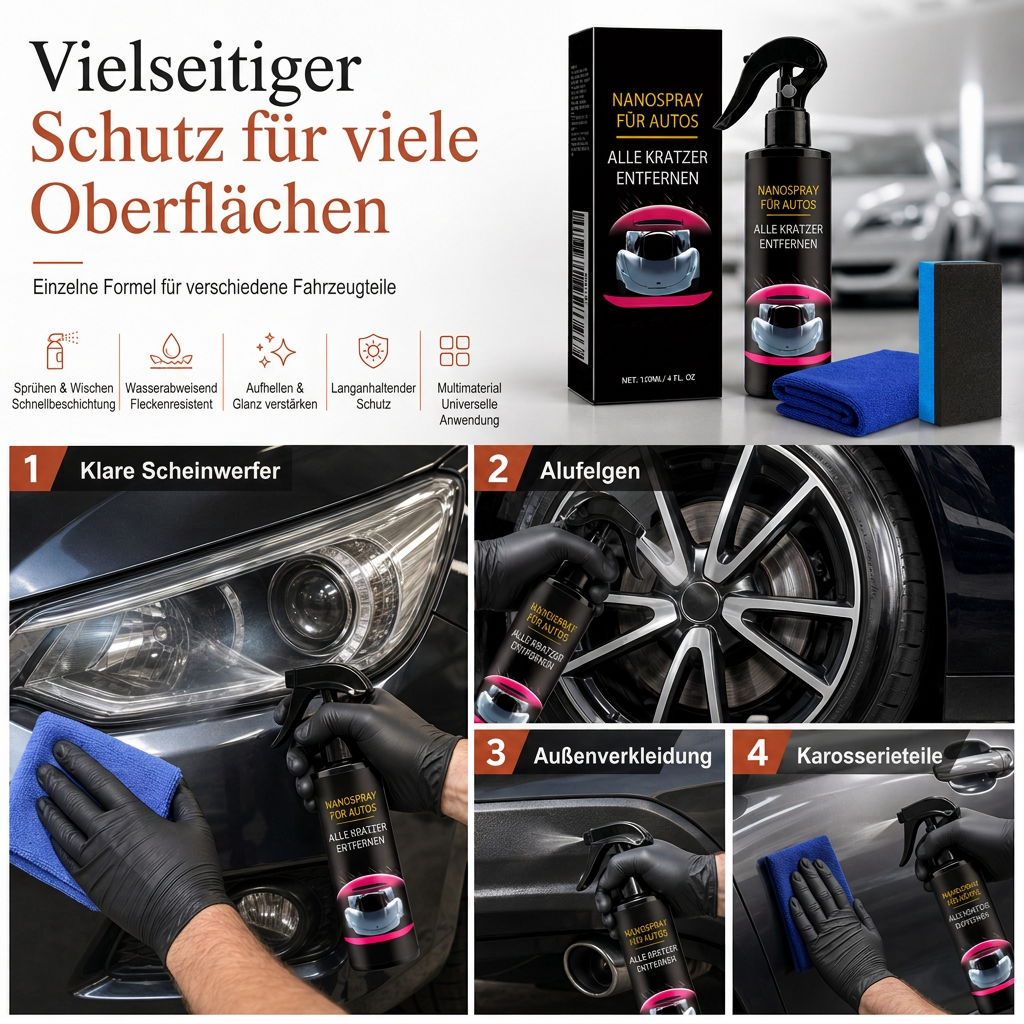 🚗 Nano-Reparaturspray für Autolack – entfernt Kratzer, reinigt, poliert & versiegelt in einem