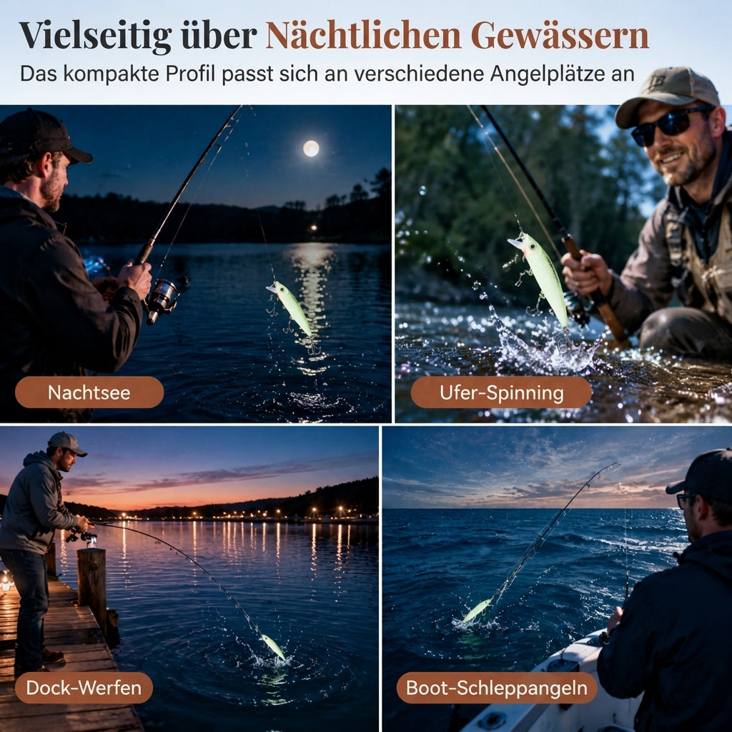 📢📢50% RABATT !!🎣 Leuchtender Minnow Wobbler 7cm 8g – Hardbaits für Nachtangeln, UV-aktiv & fängig für Zander & Barsch