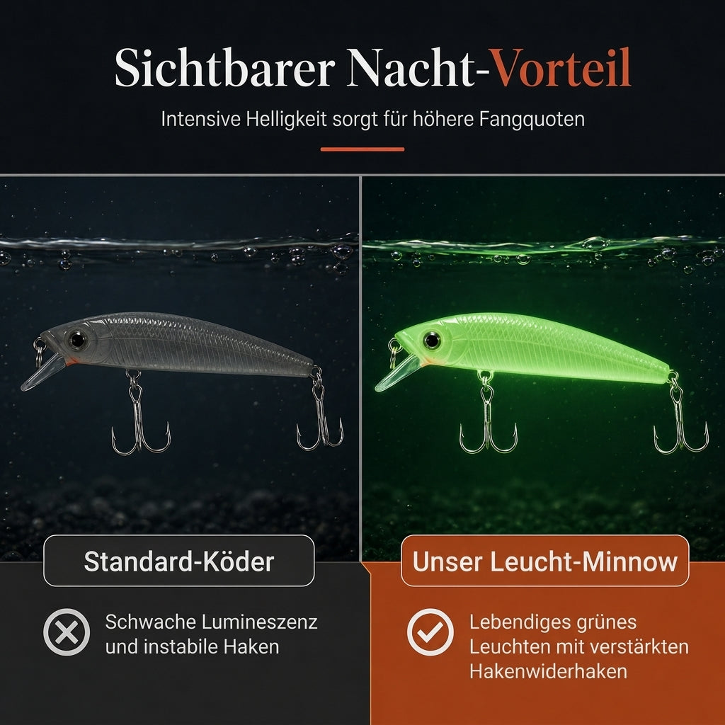 📢📢50% RABATT !!🎣 Leuchtender Minnow Wobbler 7cm 8g – Hardbaits für Nachtangeln, UV-aktiv & fängig für Zander & Barsch