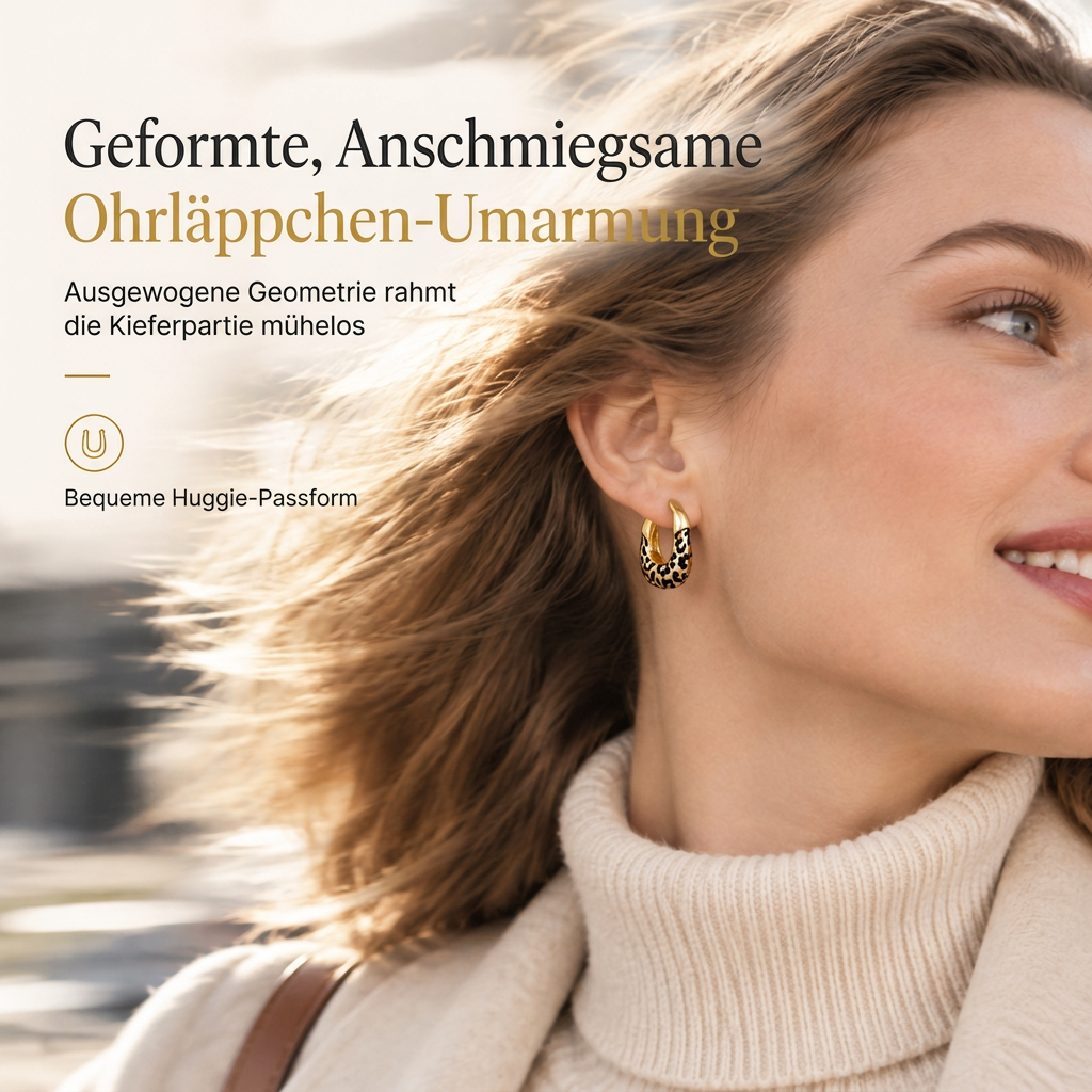 🐅🤎 U-förmige Ohrclips mit Leopardenmuster – retro Design, elegant & außergewöhnlich