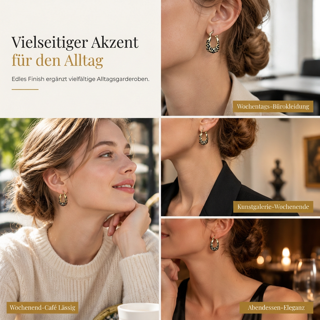 🐅🤎 U-förmige Ohrclips mit Leopardenmuster – retro Design, elegant & außergewöhnlich