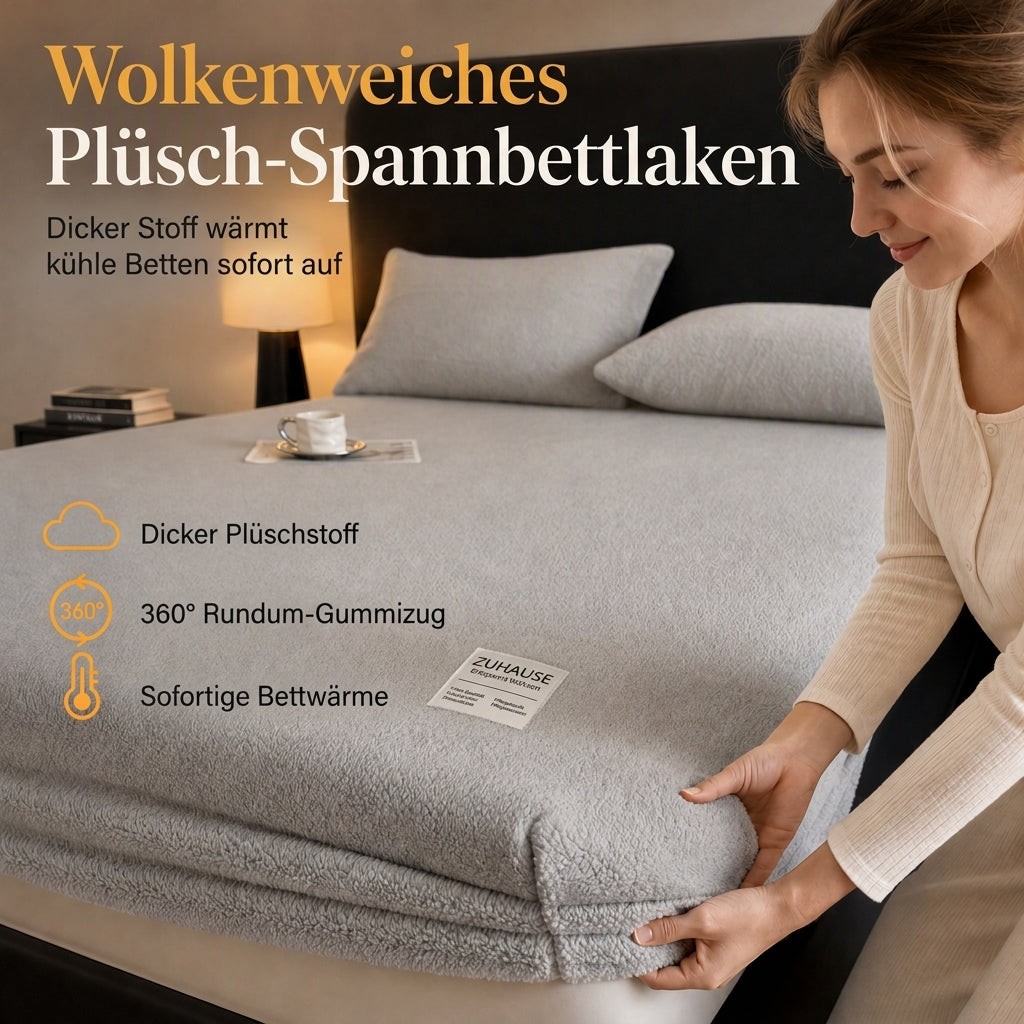 🔥50 % RABATT 🛏️ Verdicktes Spannbettlaken aus Halb-Fleece für Herbst & Winter – einfarbig, extra warm & kuschelig