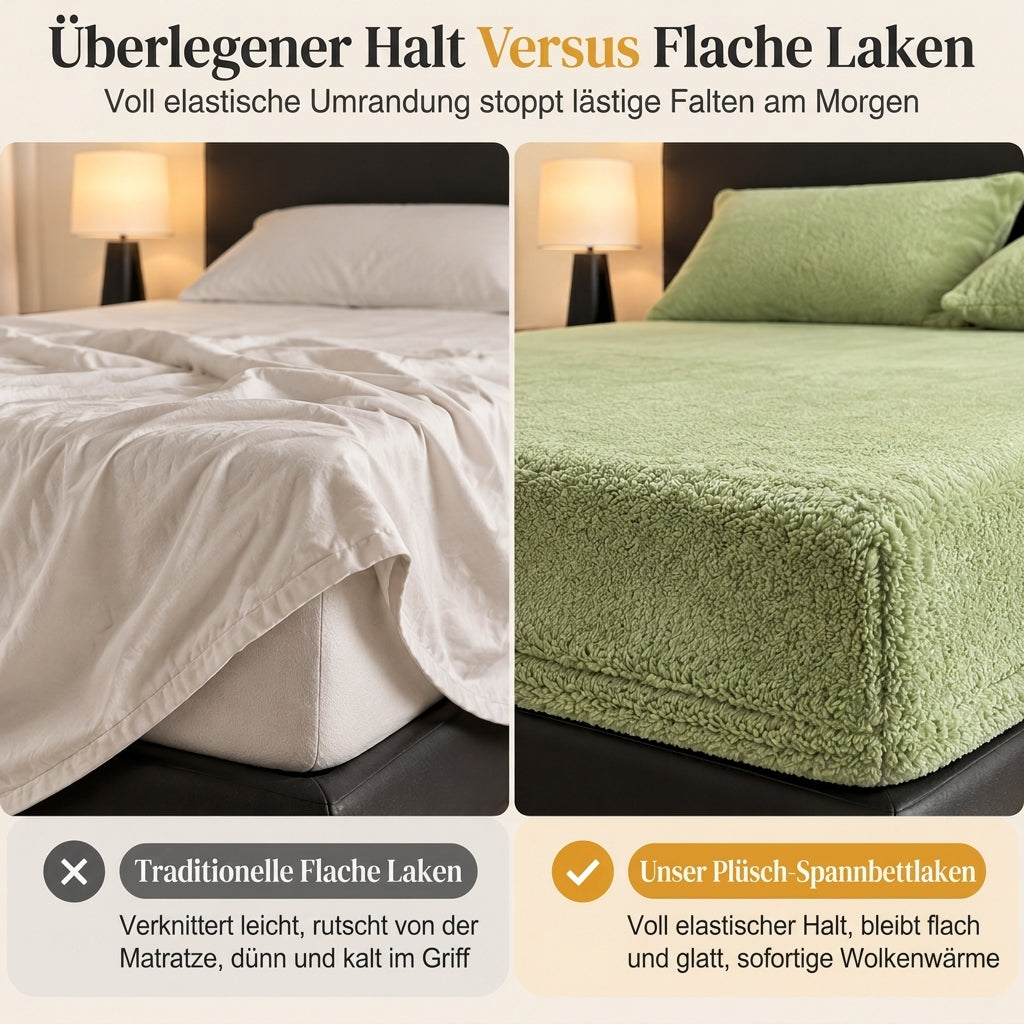 🔥50 % RABATT 🛏️ Verdicktes Spannbettlaken aus Halb-Fleece für Herbst & Winter – einfarbig, extra warm & kuschelig