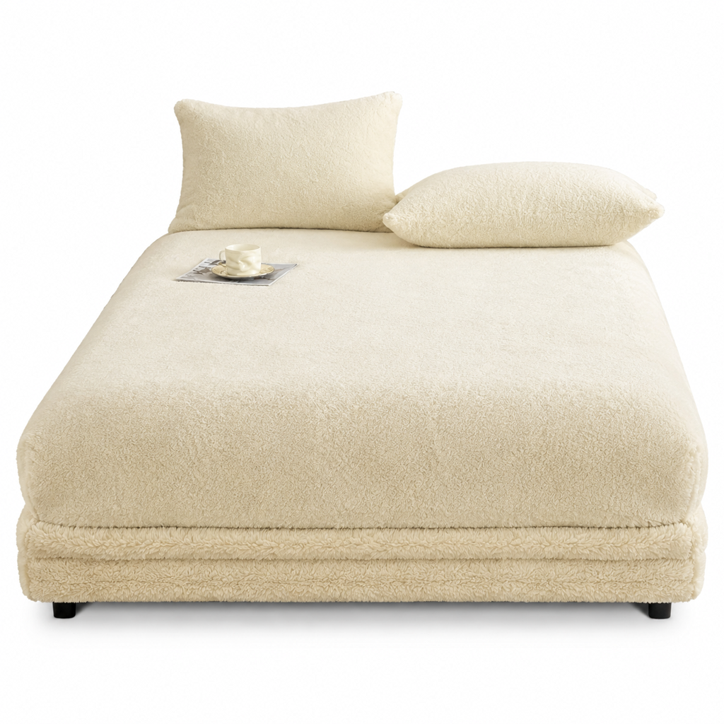 🔥50 % RABATT 🛏️ Verdicktes Spannbettlaken aus Halb-Fleece für Herbst & Winter – einfarbig, extra warm & kuschelig