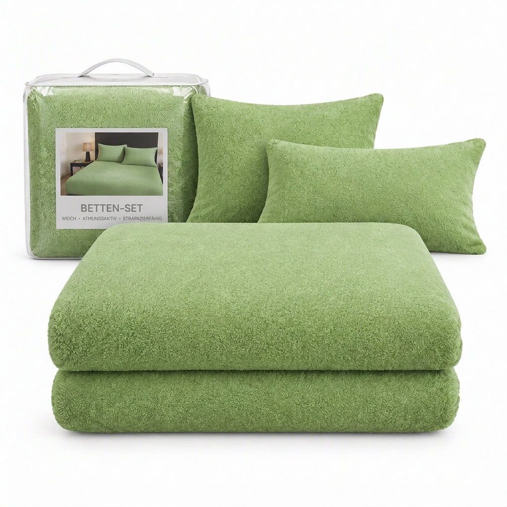 🔥50 % RABATT 🛏️ Verdicktes Spannbettlaken aus Halb-Fleece für Herbst & Winter – einfarbig, extra warm & kuschelig