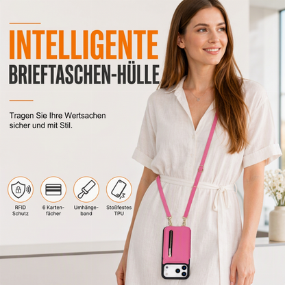 ⏳50% RABATT! 📱 Faltbare Wallet-Handyhülle mit Umhängeband – PU-Leder, Kartenfächer & Standfunktion