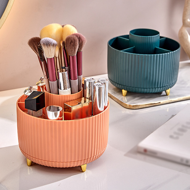 💄 Rotierender Kosmetik-Organizer mit Staubschutz – für Pinsel, Lippenstifte & Lidschatten, für Schminktisch & Schreibtisch