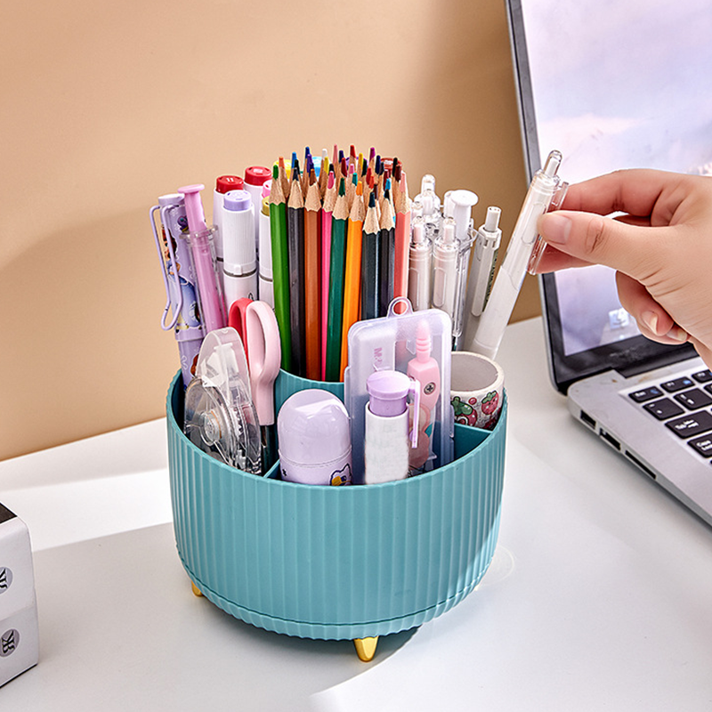 💄 Rotierender Kosmetik-Organizer mit Staubschutz – für Pinsel, Lippenstifte & Lidschatten, für Schminktisch & Schreibtisch