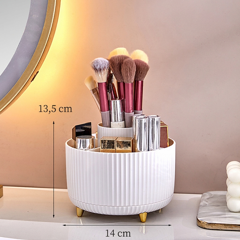 💄 Rotierender Kosmetik-Organizer mit Staubschutz – für Pinsel, Lippenstifte & Lidschatten, für Schminktisch & Schreibtisch