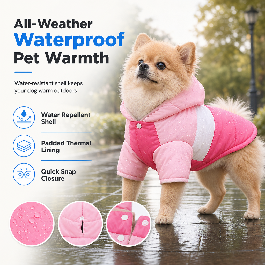 🐶 Warme & wasserdichte Winterjacke mit Kapuze für Hunde – schützt vor Kälte, Regen & Schnee