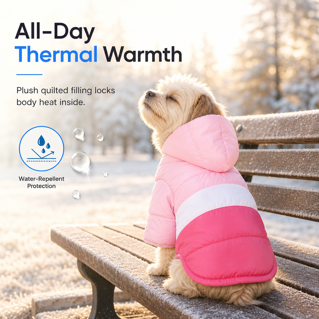 🐶 Warme & wasserdichte Winterjacke mit Kapuze für Hunde – schützt vor Kälte, Regen & Schnee